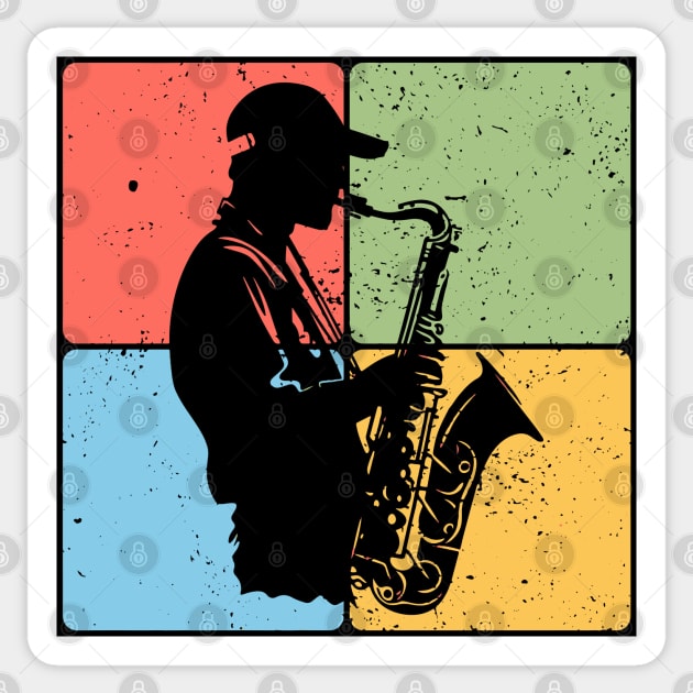 Jazz Saxophone Player Retro Music Art Sticker by TuncGK